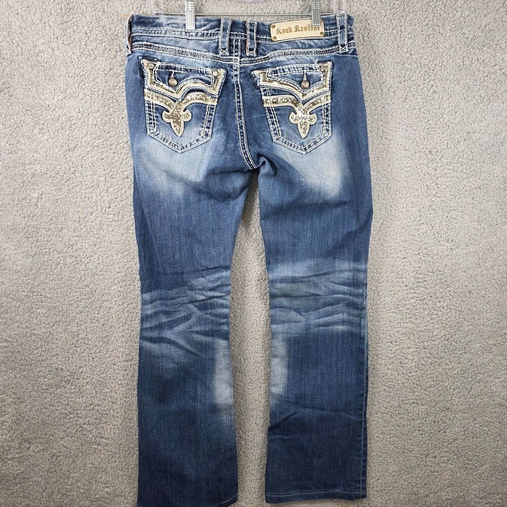 ROCK REVIVAL Women's Kai Easy Boot Distressed Dark Wash Jeans Size 29 - Picture 8 of 14
